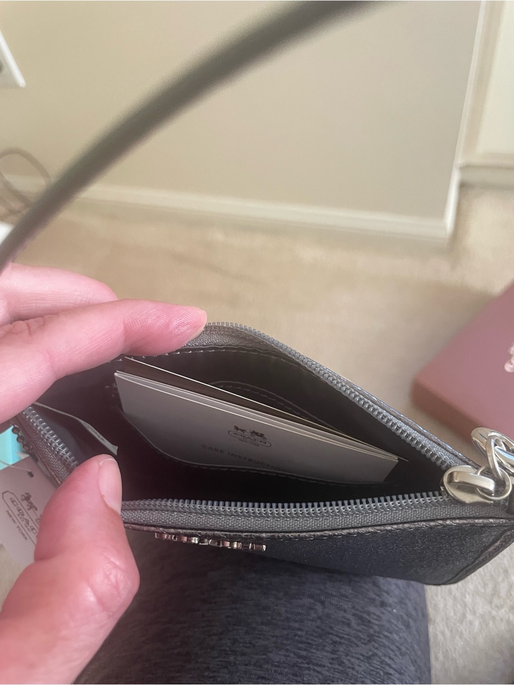 Coach Silver Glitter Wristlet Clutch with Detachable Strap - Picture 3 of 4